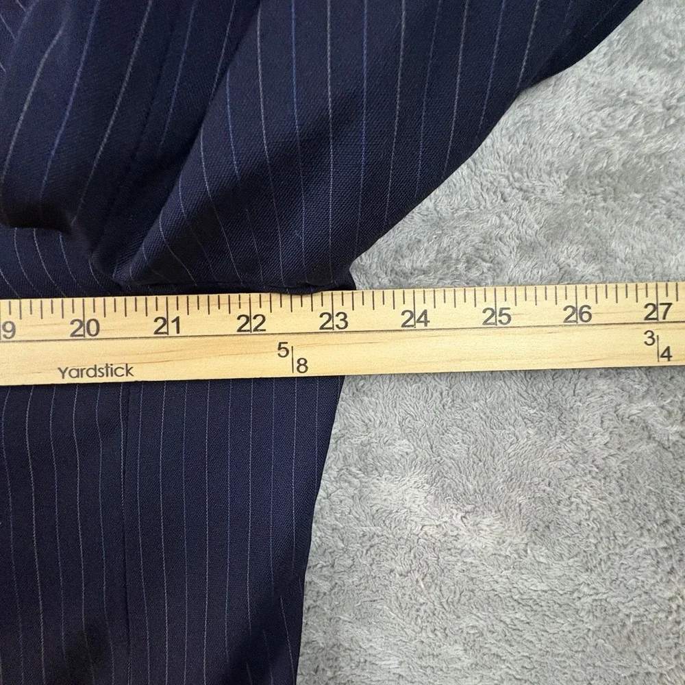 Ermenegildo Zegna Men's IT 54R (~46.5R) Navy Pinstripe 15 Milmil 15 Wool Coat